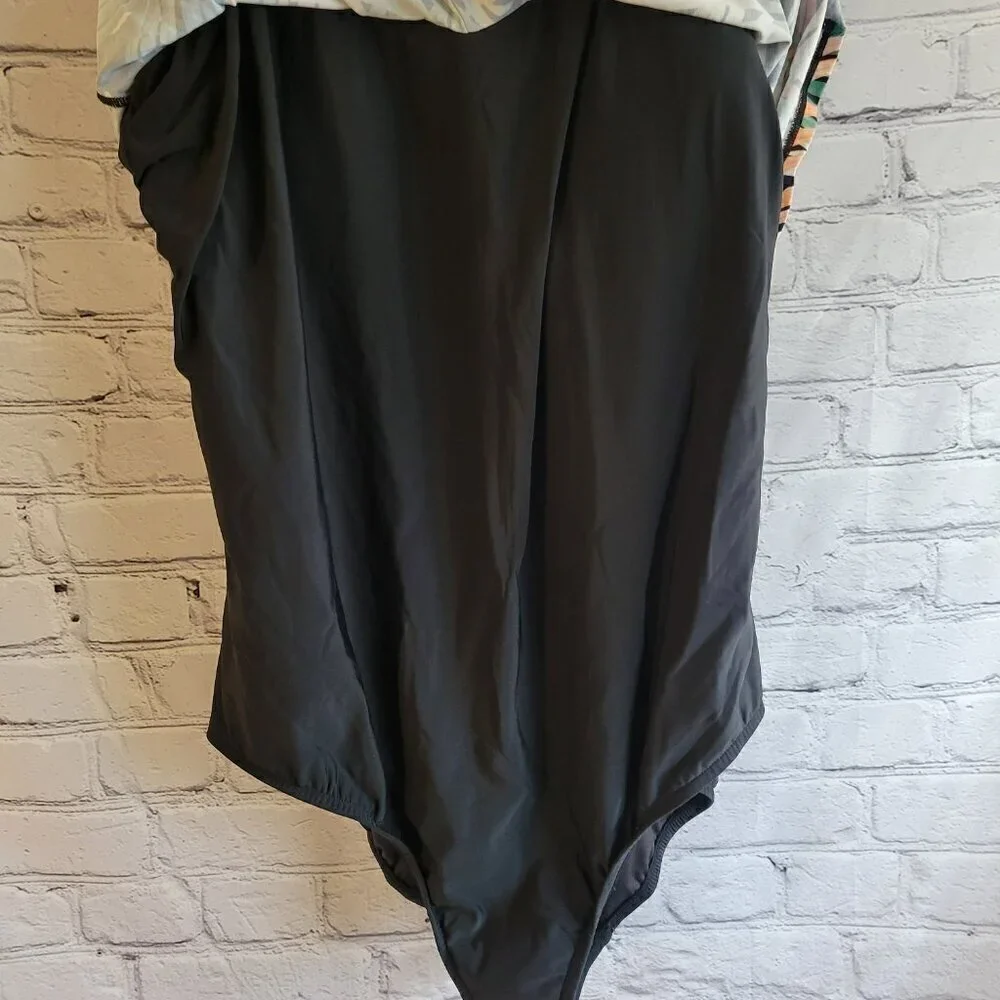 Swim Solutions Plus Size Tummy-Control Handkerchief One-Piece Fauxkini Swimsuit - Picture 4 of 7
